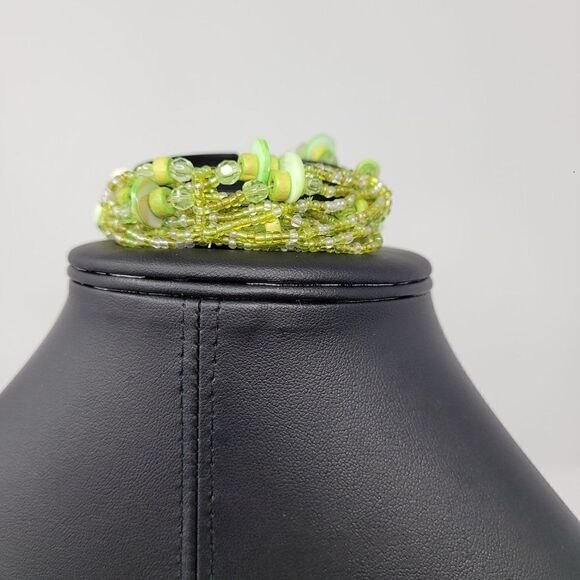 Bracelet Stretch Multistrand Pale Pastel Seafoam Green Seed Beads Rocailles - Picture 6 of 9